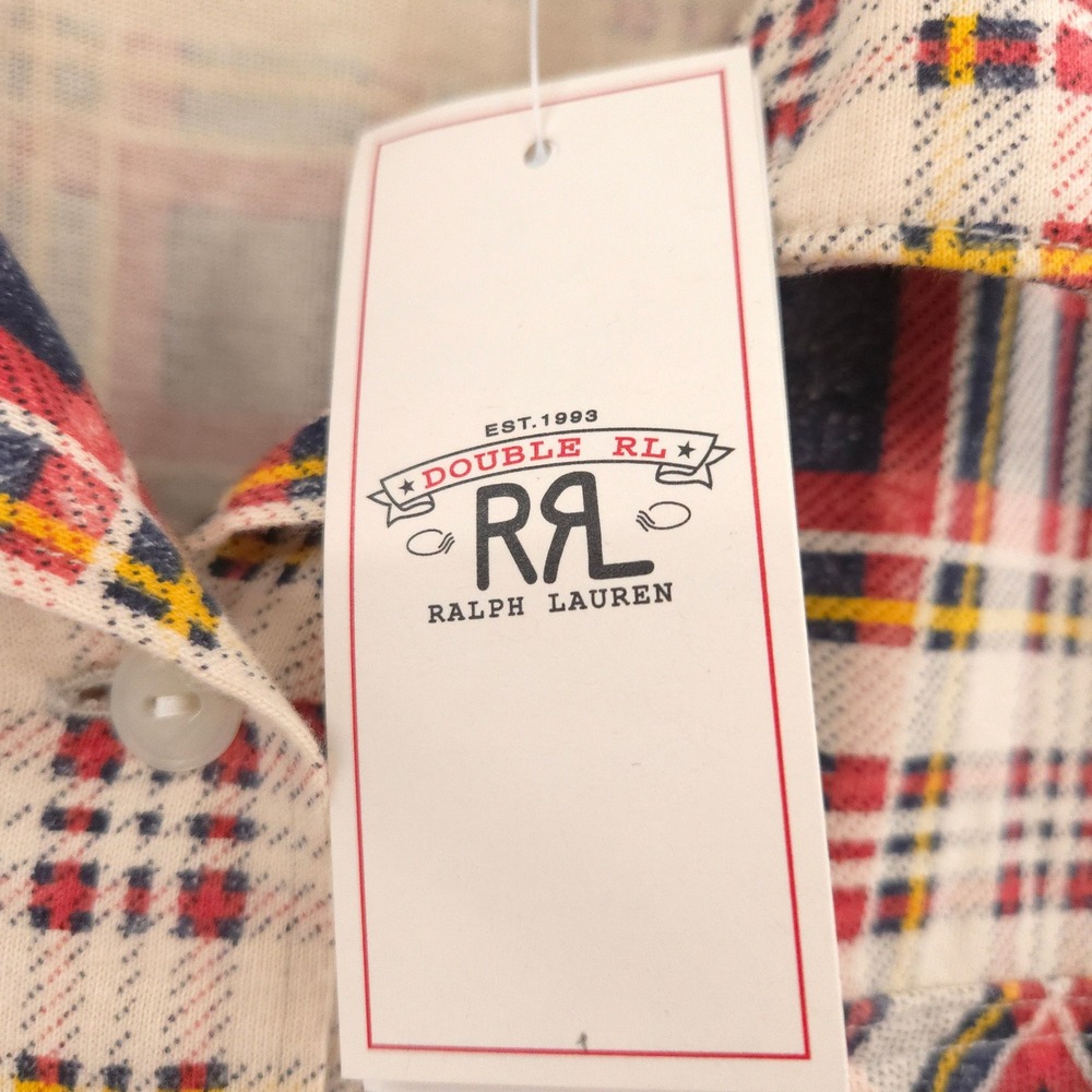 RRL Double Ralph Lauren Plaid-print jersey camp Shirt Womens 3 (US6) NWT $295 - Picture 7 of 13